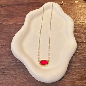 18K Gold Plated Clear Red Ruby Color Pendant Necklace Adjustable Chain